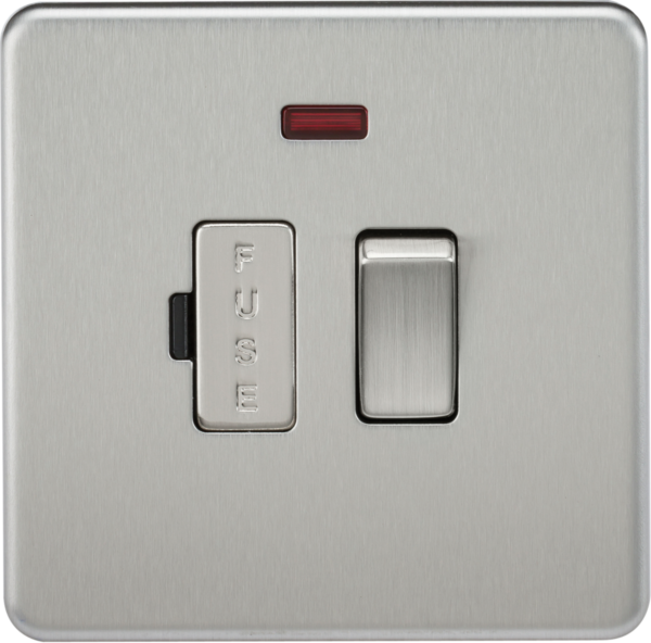 13A Switched Fused Spur Unit with Neon - Brushed Chrome