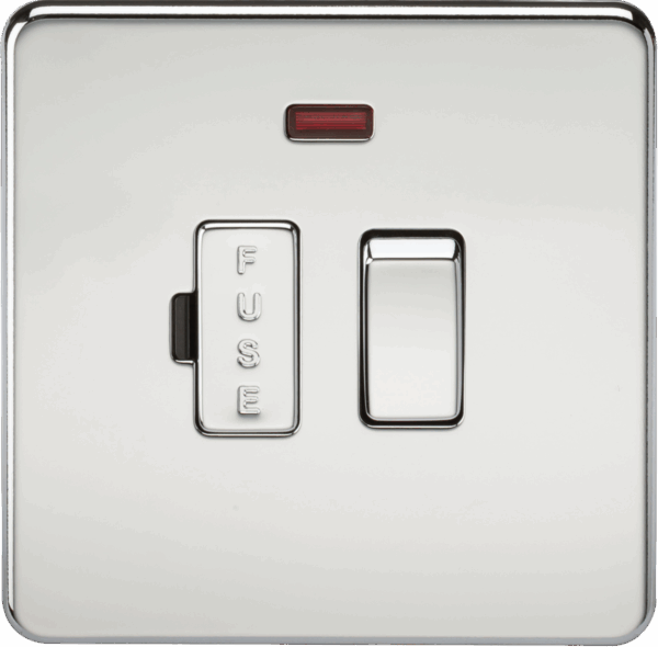 13A Switched Fused Spur Unit with Neon - Polished Chrome