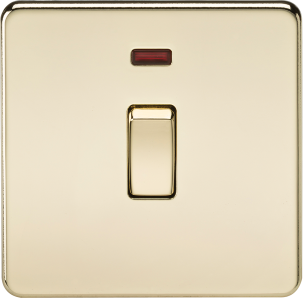 20A 1G DP Switch with Neon - Polished Brass