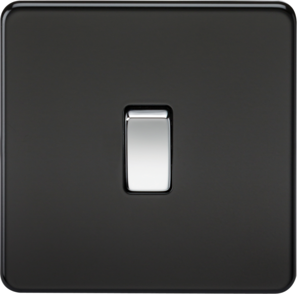 20A 1G DP Switch - Matt Black with Chrome Rocker