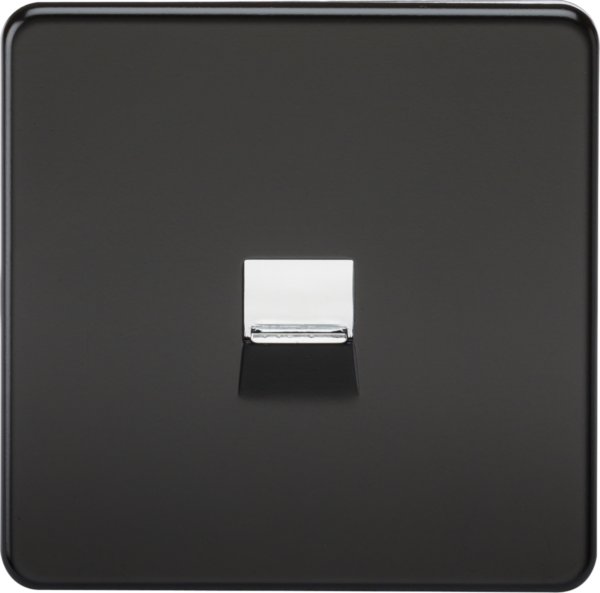 Telephone Master Socket -Matt Black with Chrome Shutter