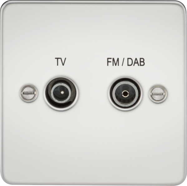 Screened Diplex Outlet (TV, FM DAB) - Polished Chrome