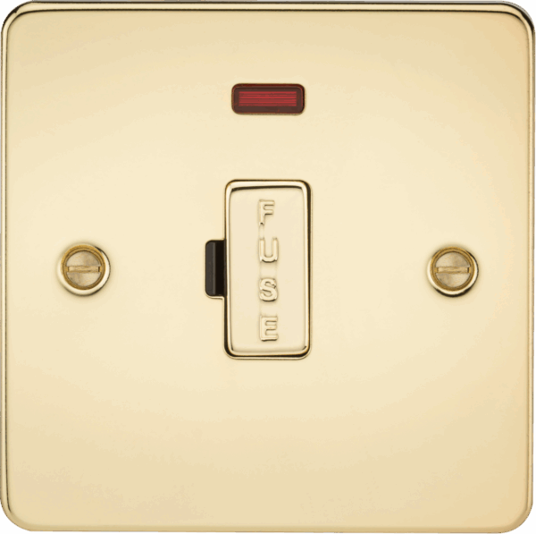 13A Fused Spur Unit with Neon - Polished Brass