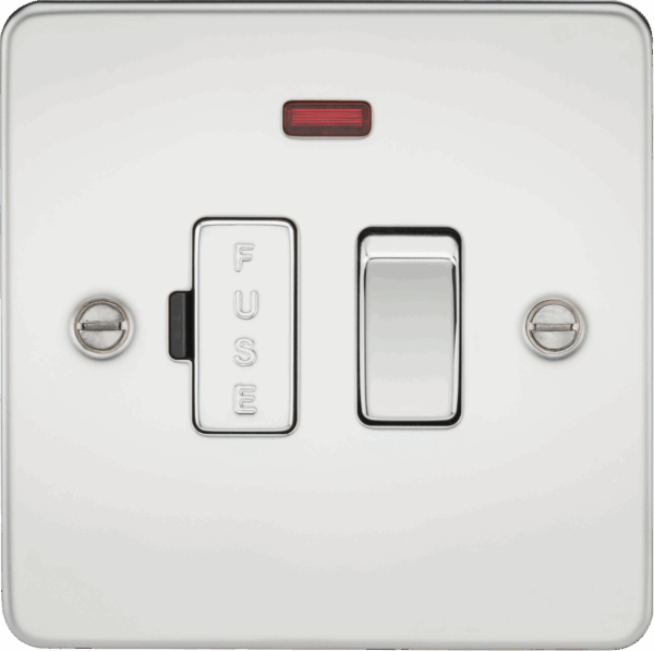 13A Switched Fused Spur Unit with Neon - Polished Chrome