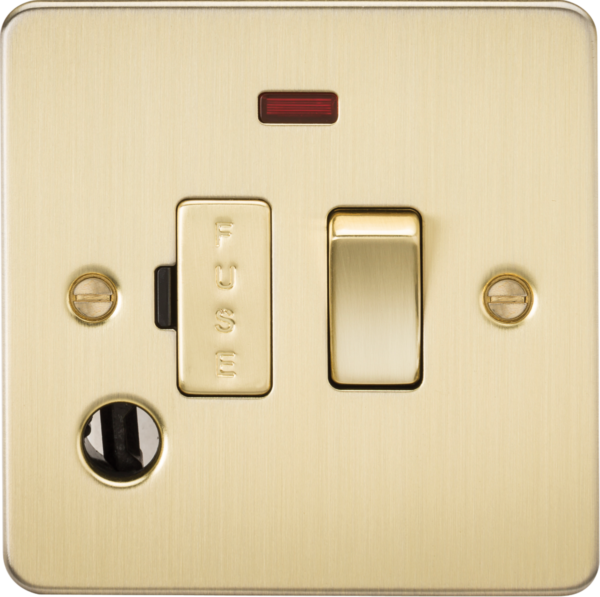13A Switched Fused Spur Unit with Neon & Flex Outlet - Brushed Brass