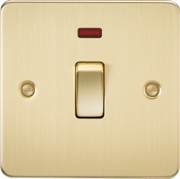 20A 1G DP Switch with Neon - Brushed Brass