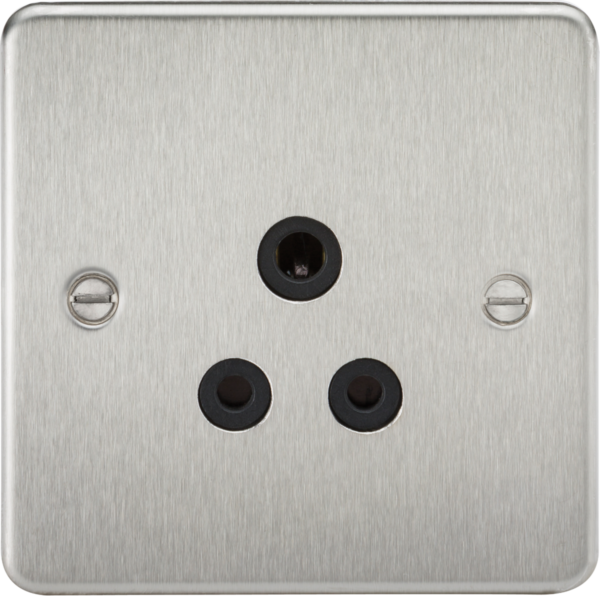 5A Unswitched Socket - Brushed Chrome with Black Insert
