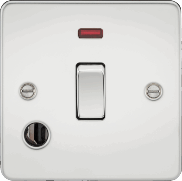 20A 1G DP Switch with Neon & Flex Outlet - Polished Chrome