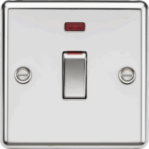 45A DP Switch with Neon (1G size)  - Polished Chrome