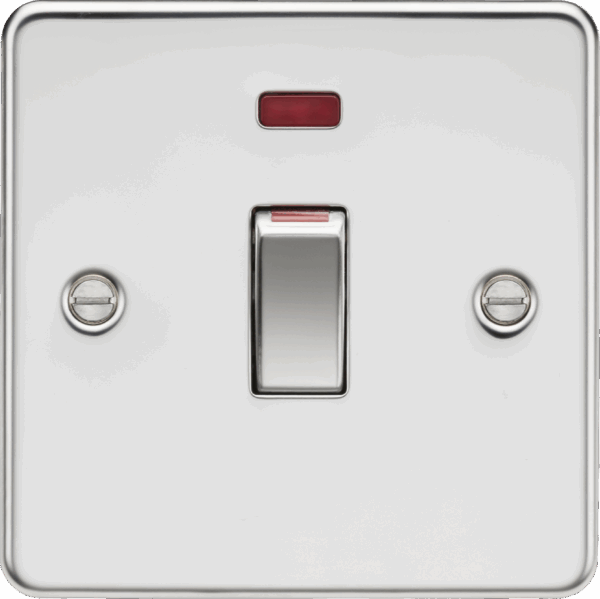 45A DP Switch with Neon (1G size) - Polished Chrome