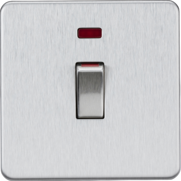 45A DP Switch with Neon (1G size) - Brushed Chrome