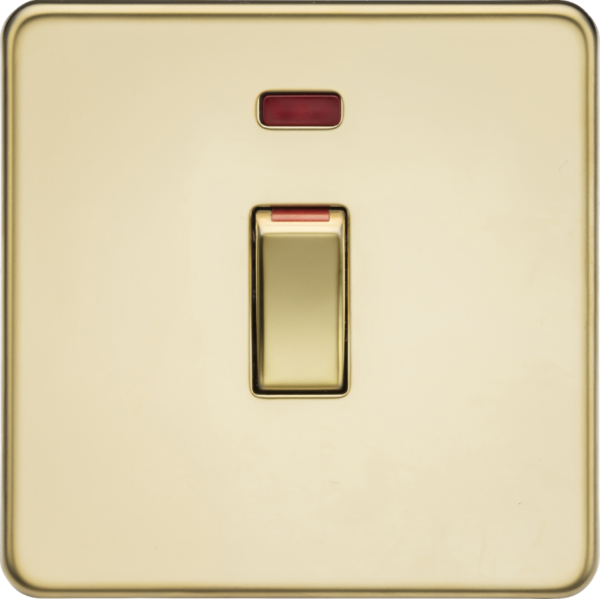 45A DP Switch with Neon (1G size) - Polihed Brass