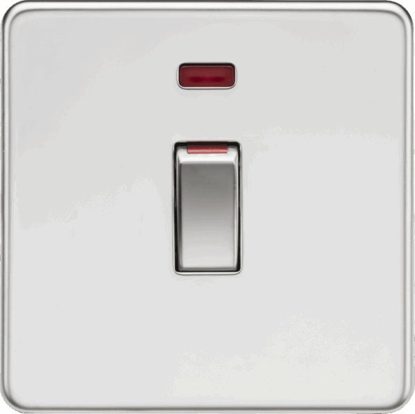 45A DP Switch with Neon (1G size) - Polished Chrome