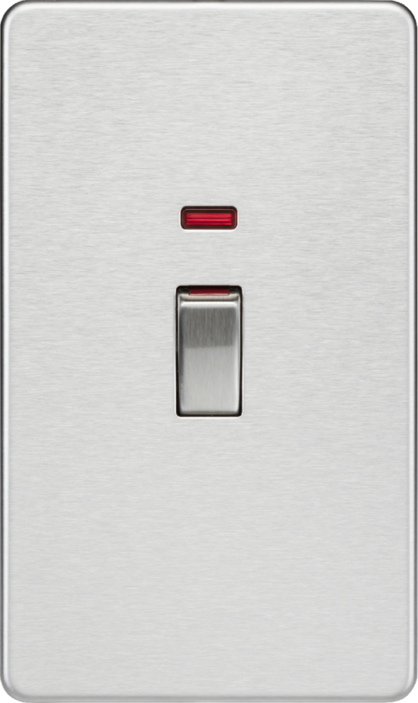 45A DP Switch with Neon (2G size) - Brushed Chrome