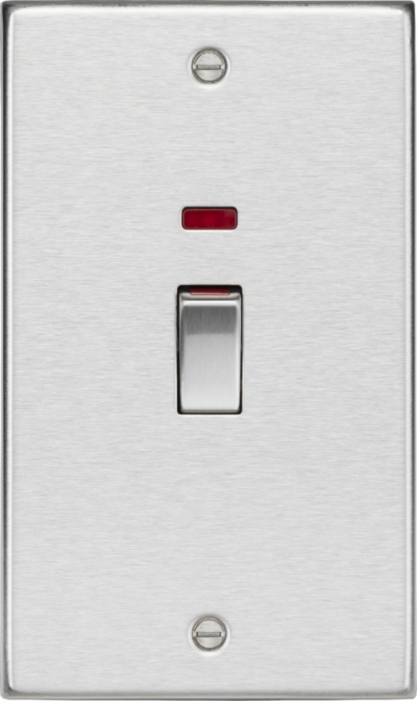 45A DP switch with neon (2G size) - Brushed Chrome