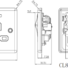 45A DP Switch & 13A Socket with Neons - Brushed Chrome with Black Insert - Image 2