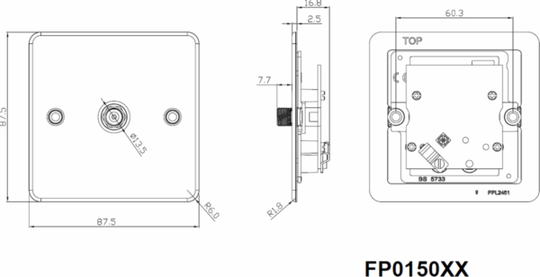 SAT TV Outlet (non-isolated) - Polished Brass - Image 2