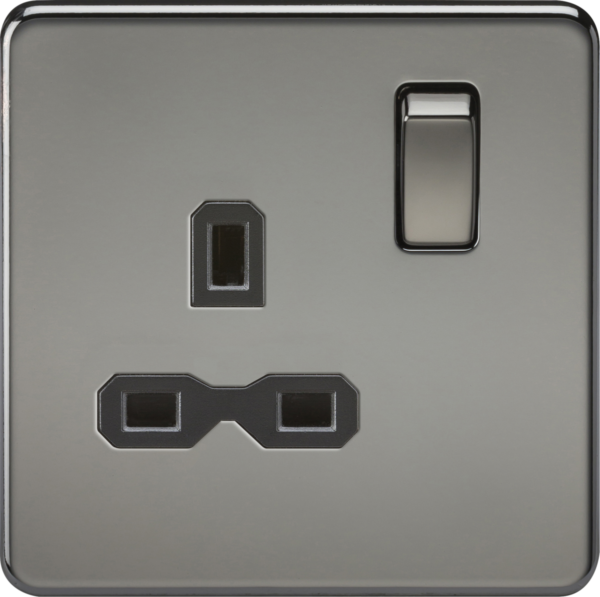 13A 1G DP Switched Socket - Black Nickel with Black Insert