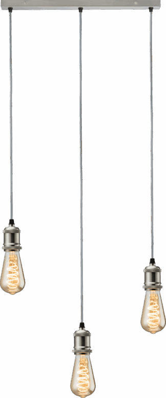 CALLA - 230V E27 Vintage 3 Light Bar Pendant - Brushed Chrome