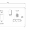 45A DP Switch & 13A Socket with Neons - Brushed Chrome with Grey Insert - Image 2