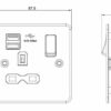 13A 1G SP Switched Socket with Dual USB A+A (5V DC 2.1A shared) - Polished Chrome with White Insert - Image 2