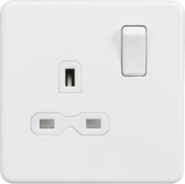13A 1G DP Switched Socket - Matt White with White Insert