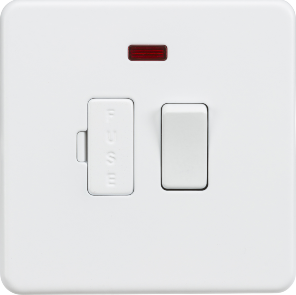 13A Switched Fused Spur Unit with Neon - Matt White