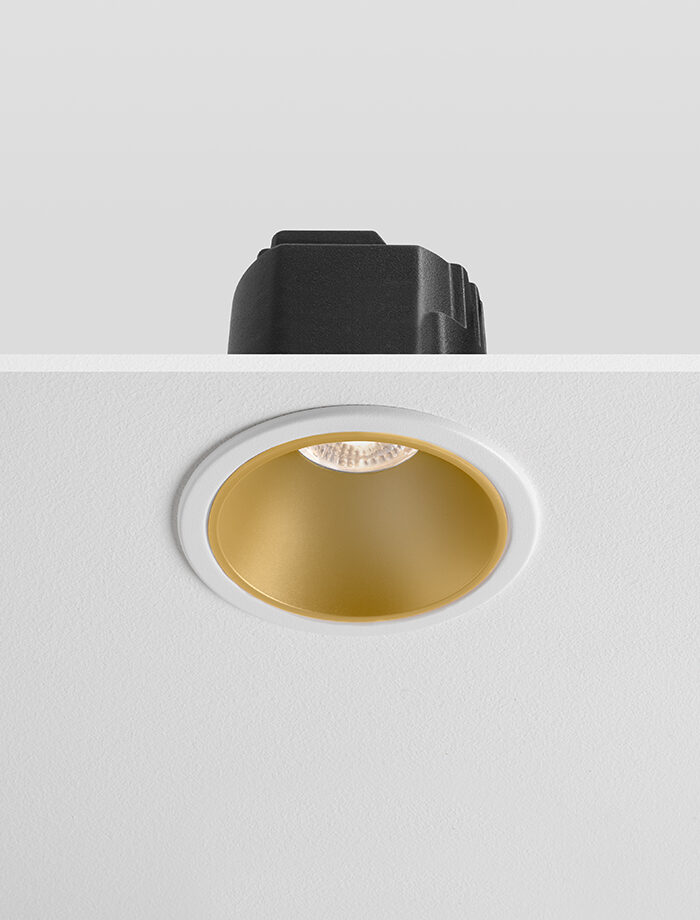 IRIS - Anti Glare Tiltable Downlight Modular White with Gold Baffle