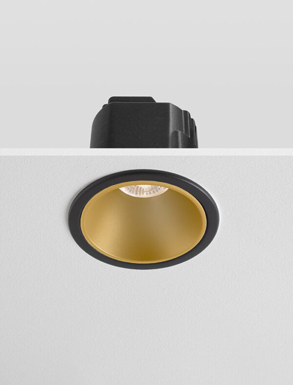 IRIS - Anti Glare Tiltable Downlight Modular Black with Gold Baffle