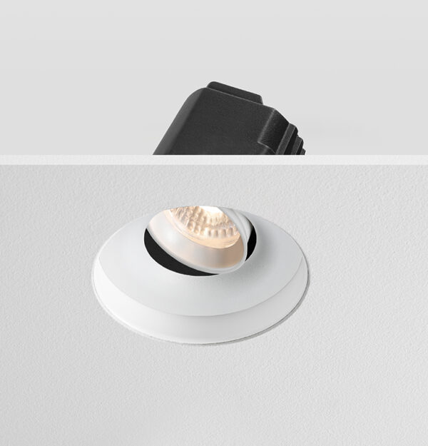 ARC Tilt - Plaster In Anti-Glare Downlight Fire Rated Adjustable Downlight in White with White Baffle 10W & 12W