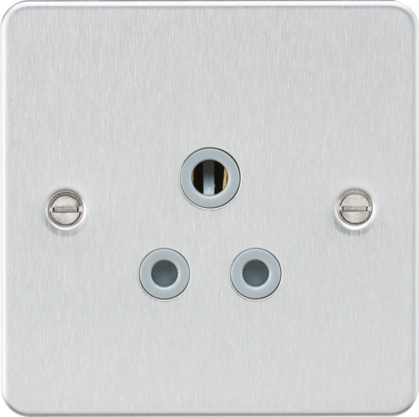 5A Unswitched Socket - Brushed Chrome with Grey Insert