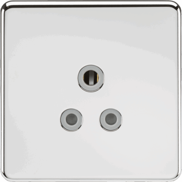5A Unswitched Socket - Polished Chrome with Grey Insert