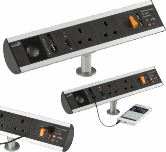 13A 2G Desktop Power Station with Dual USB Charger (2.1A) and Built in Speaker with Audio In port
