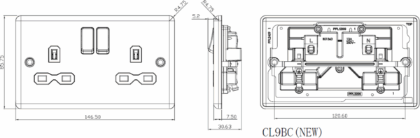 13A 2G DP Switched Socket - Matt Black - Image 2