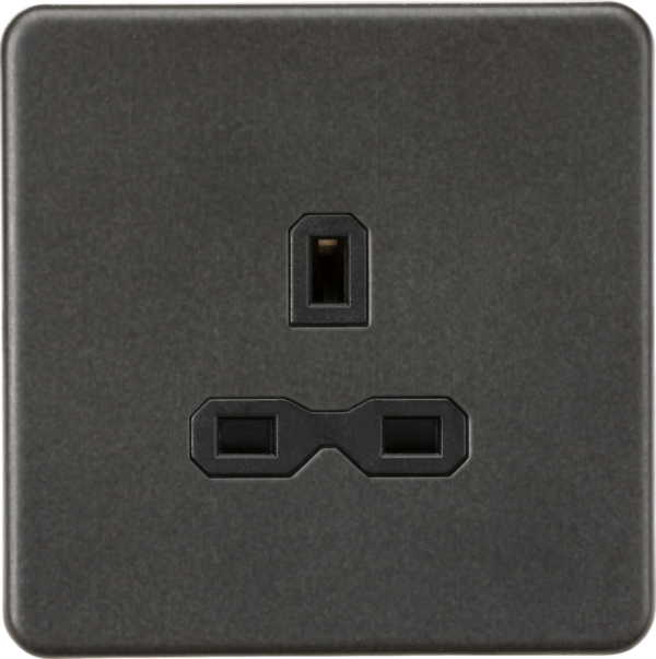 13A 1G Unswitched Socket -Smoked Bronze with Black Insert