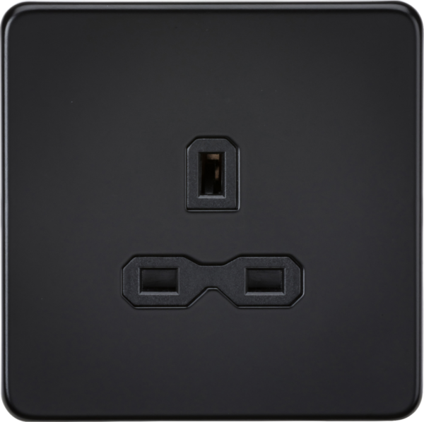 13A 1G Unswitched Socket - Matt Black with Black Insert