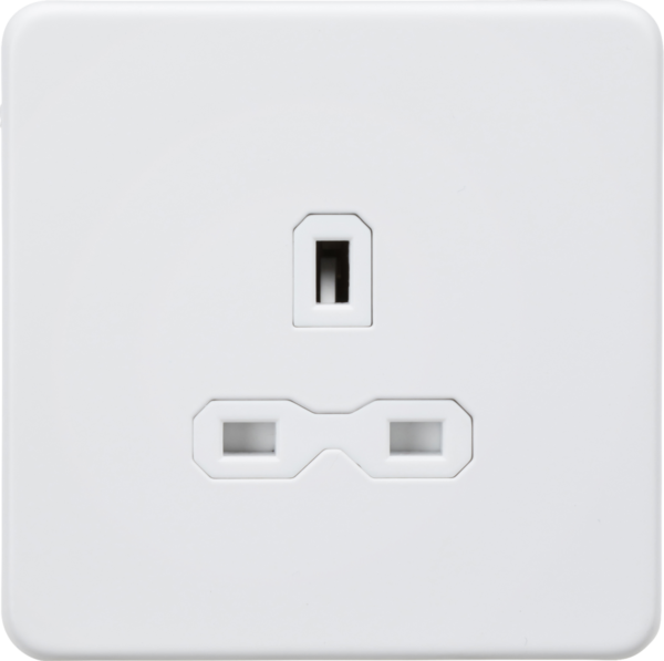 13A 1G Unswitched Socket - Matt White with White Insert