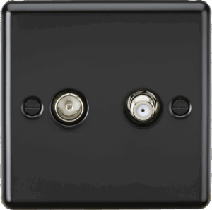 TV & SAT TV Outlet (isolated) - Matt Black