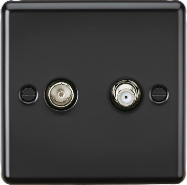 TV & SAT TV Outlet (isolated) - Matt Black