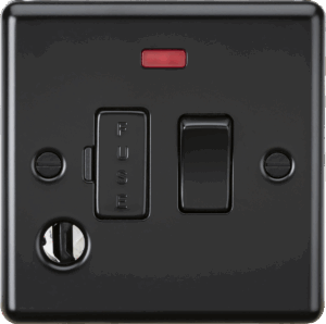 13A Switched Fused Spur Unit with Neon & Flex Outlet - Matt Black