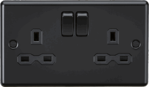 13A 2G DP Switched Socket - Matt Black