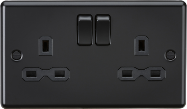 13A 2G DP Switched Socket - Matt Black