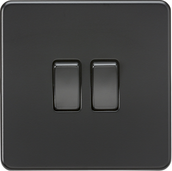 10AX 2G 2-way Switch - Matt Black with black rockers