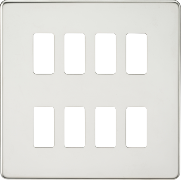 Screwless 8G grid faceplate - polished chrome