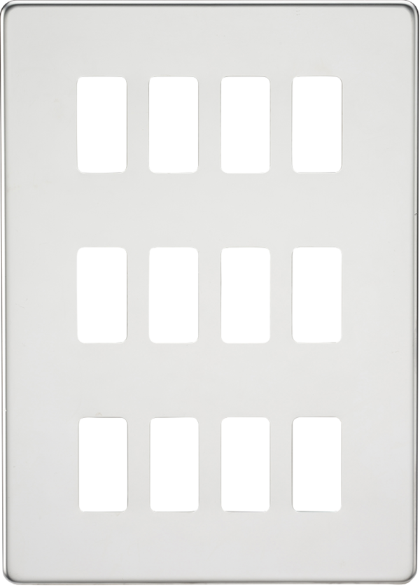 Screwless 12G grid faceplate - polished chrome
