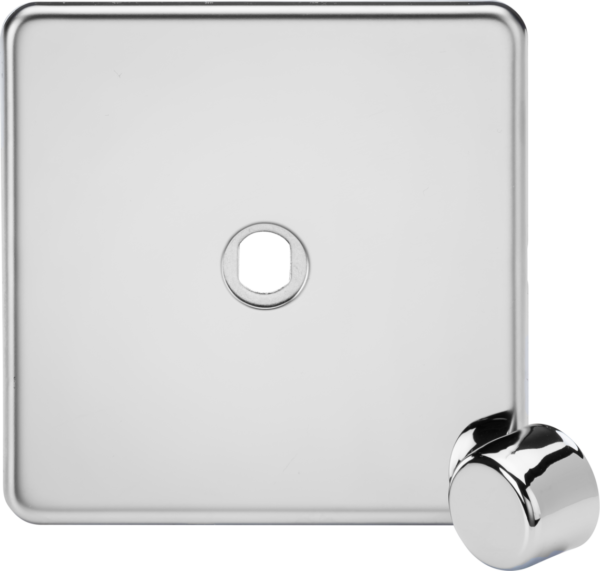 1G Dimmer Plate with Matching Metal Dimmer Cap - Polished Chrome