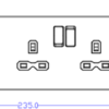 13A 2G DP Socket + 2G Modular Combination Plate - Brushed Chrome with Black Insert - Image 2