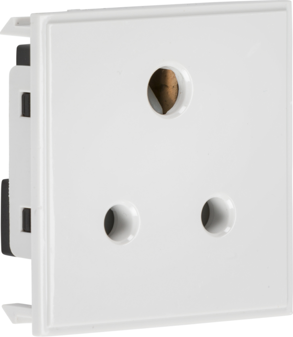 5A unswitched round socket module 50 x 50mm - white