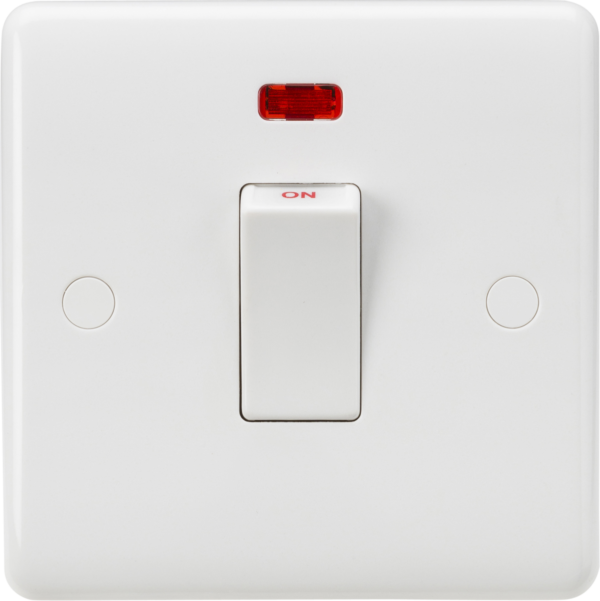 45A DP Switch with Neon (1G size) - White Rocker