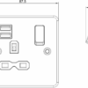 13A 1G SP Switched Socket with Dual USB A+A (5V DC 2.4A shared) - Polished Chrome with White Insert - Image 2
